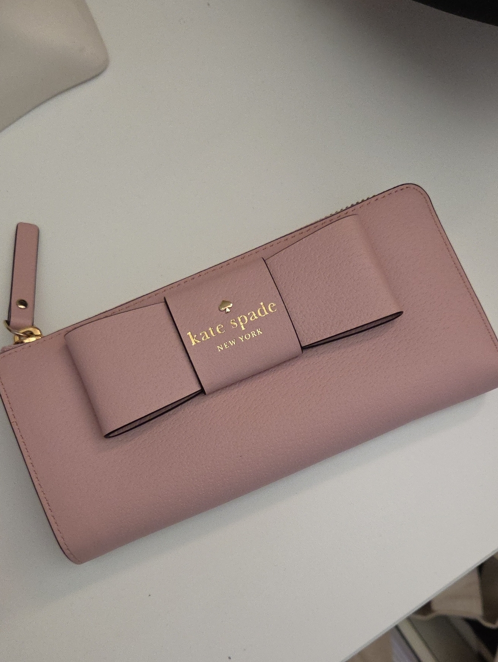 kate spade Blush Pink Bow Zip Around Wallet